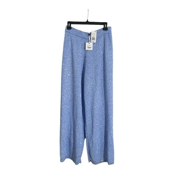 Jonathan Simkhai Orissa Sequin Pant Straight Wide Leg in Marina Blue Size Medium - Picture 5 of 8